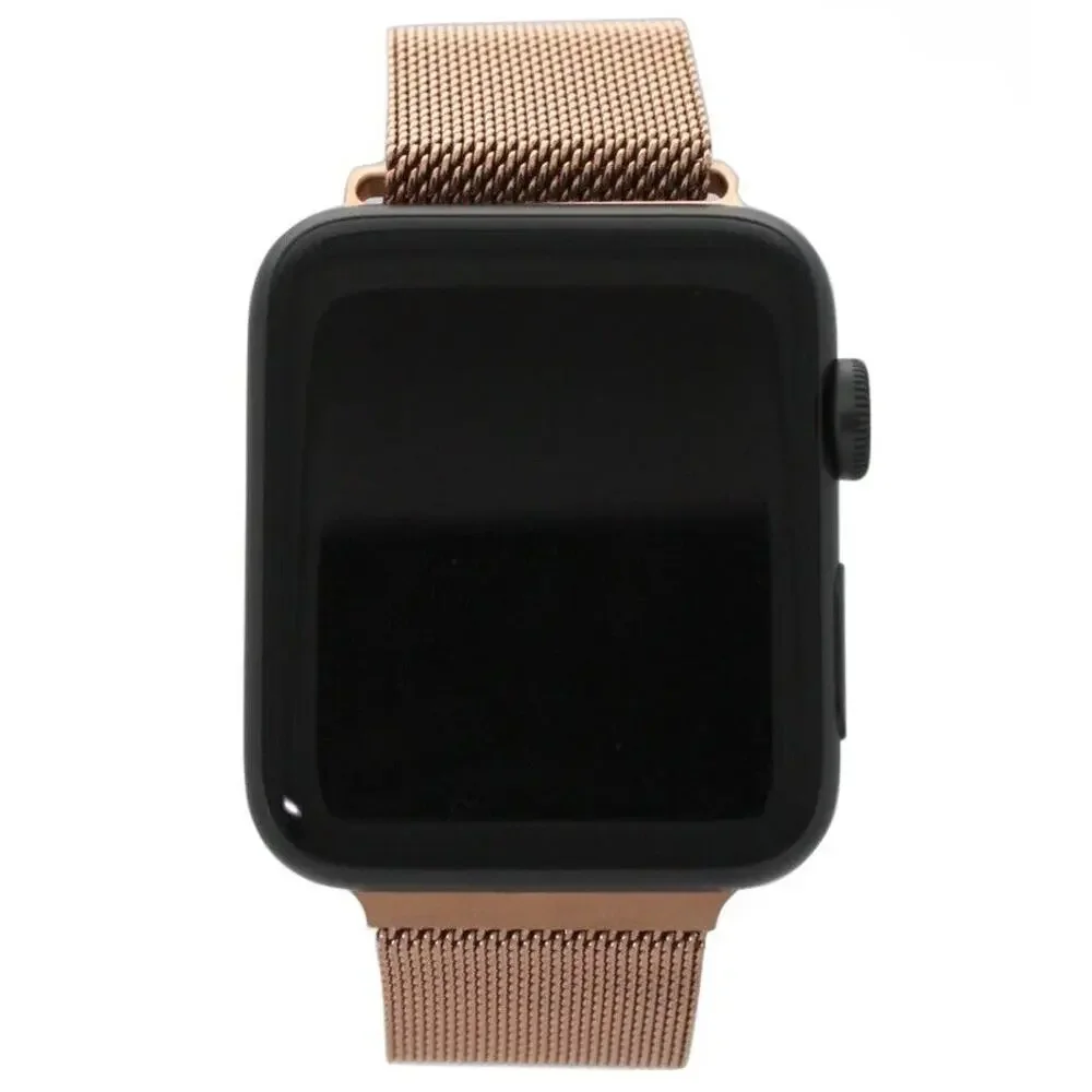 Apple Watch Mesh Band Gold Tone Stainless Steel Strap 42/44/45/46/49mm Minimal